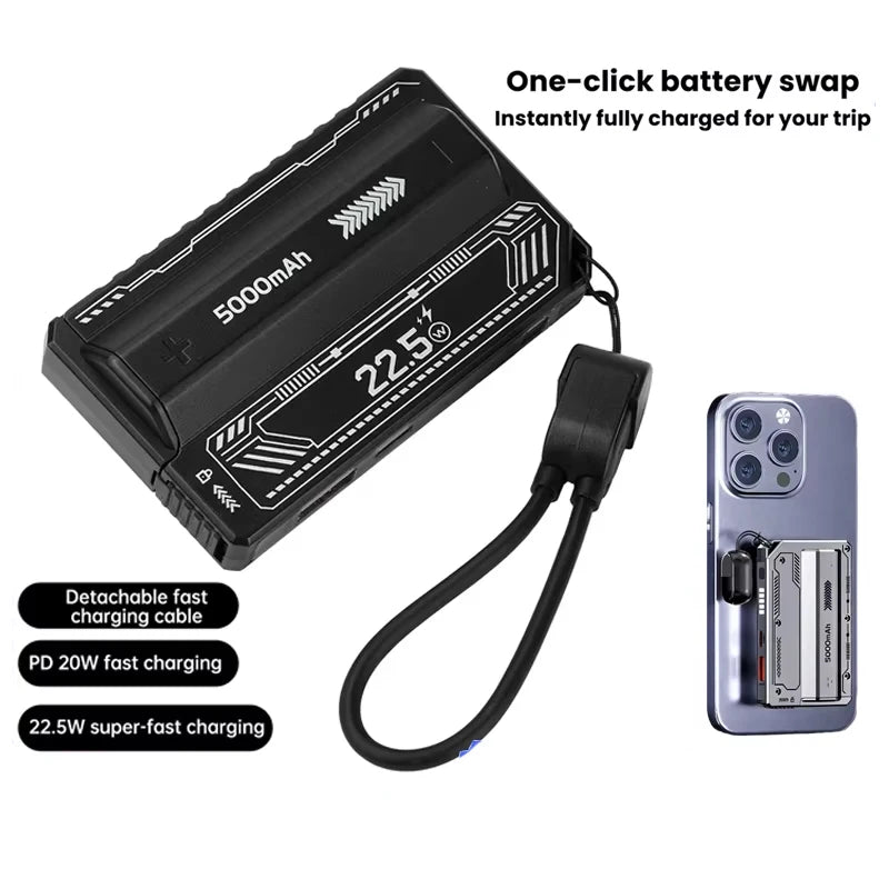 Wattz Detachable Power Bank — 5000mAh, 22.5W Fast Charge