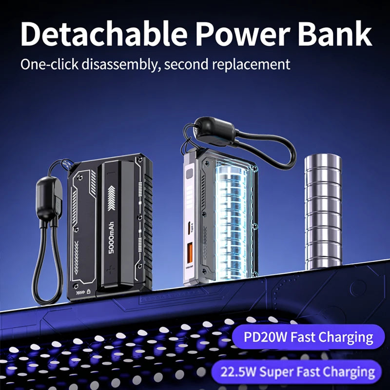 Wattz Detachable Power Bank — 5000mAh, 22.5W Fast Charge